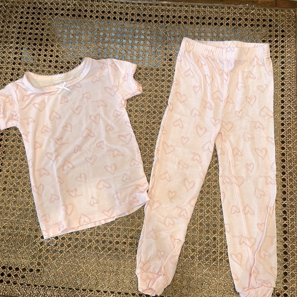 Toddler girls pink heart pj’s by milkberry pajamas